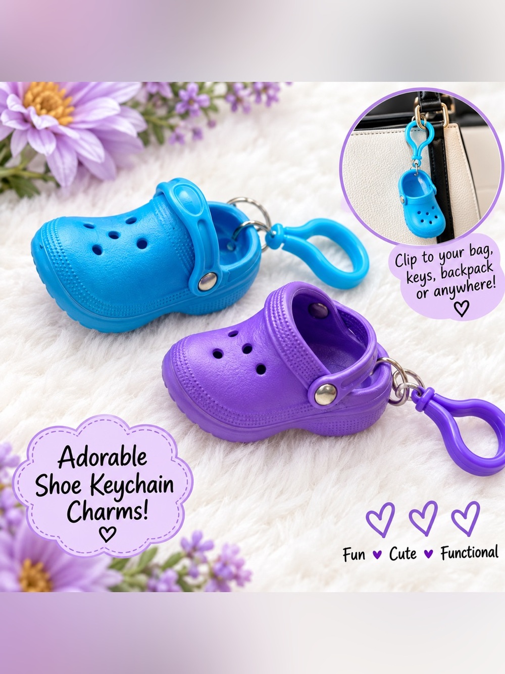 Shoe Keychain Charm - set of 2 Mini Clogs bag charm